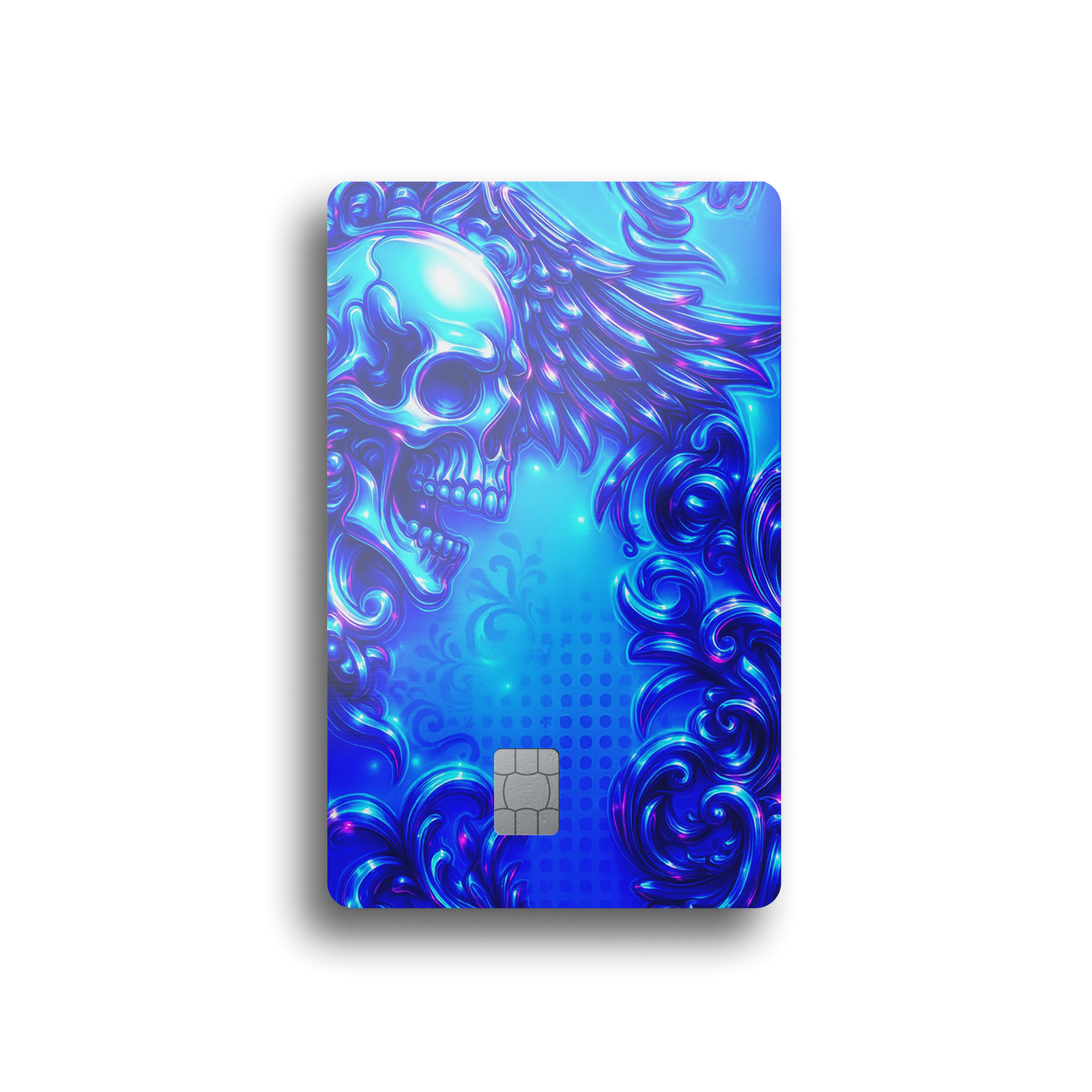 Neon Winged Skull Card Skin